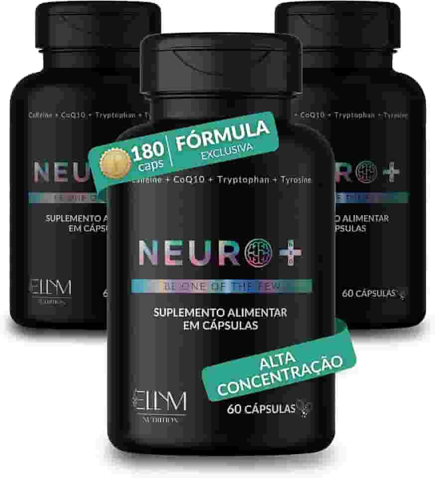 Neuro+ 180 Capsulas ELLYM NUTRITION Nootropicos Multivitaminico Foco Cafeina Magnesio Triptofano Taurina B12 Tirosina