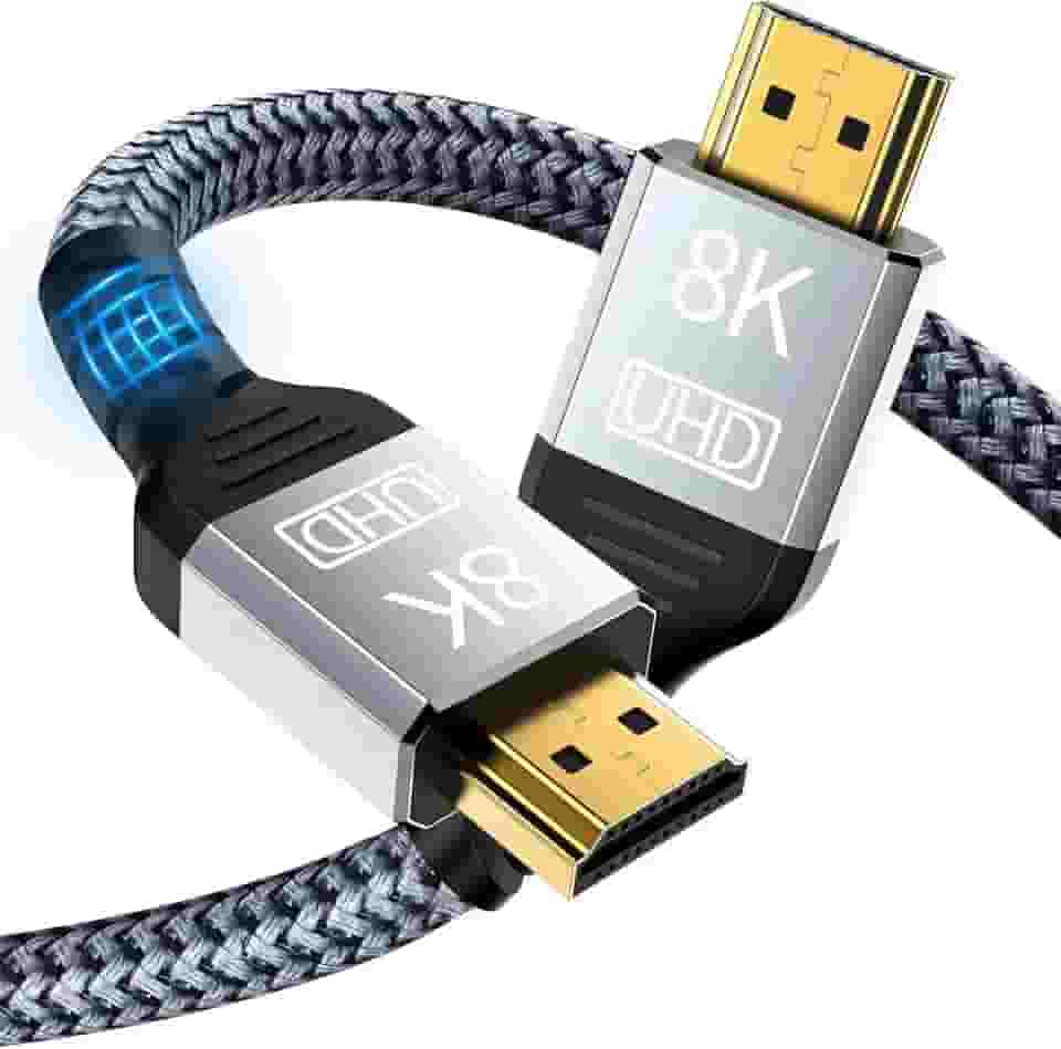 Cabo HDMI 2.1 Áudio e Vídeo 8K – Ultra HD, 2 Metros – Cabo Trançado Reforçado – Compatível com PS5, Xbox Series X.