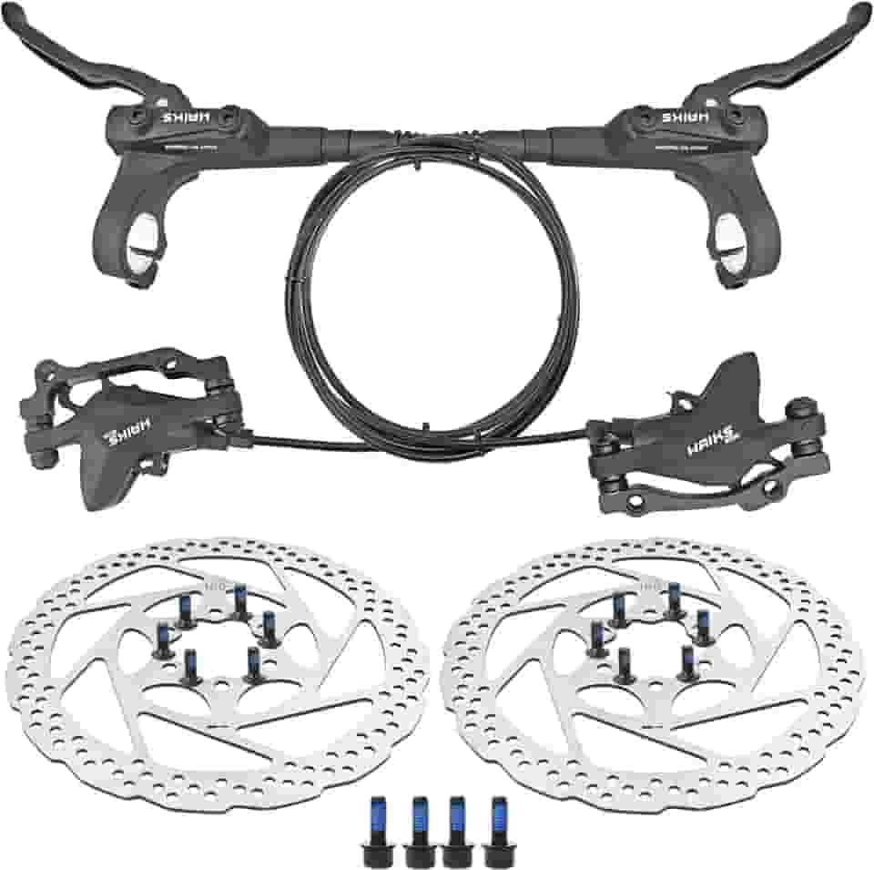 Conjunto de freio a disco MT200, kit de freio a disco hidráulico com rotores de 160 mm, dianteiro esquerdo 850 mm e traseiro direito 1450 mm, kit de freio hidráulico de pistão duplo de liga de
