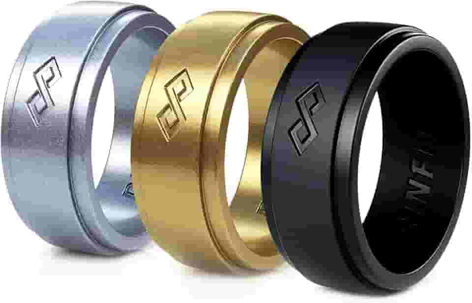 Alianças de casamento de silicone para mulheres e homens - conjuntos de alianças de casamento de silicone para ele e ela - Anéis de casamento de borracha - patente de design