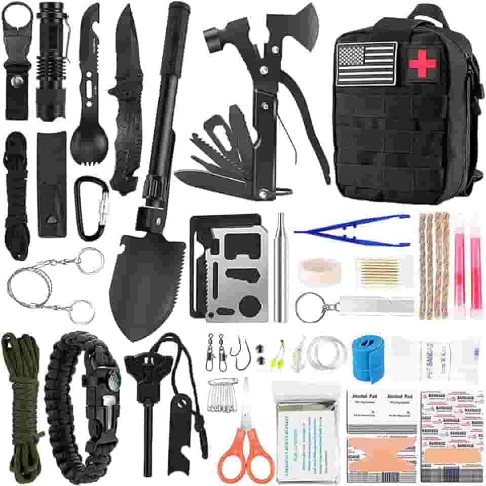 scosao 157Pcs Emergency Survival Kit and Equipment First Aid Kit, Professional Survival Gear Tool Tactical First Aid Kit with Molle Pouch, for Men Camping Outdoor Adventure Hiking Earthquake