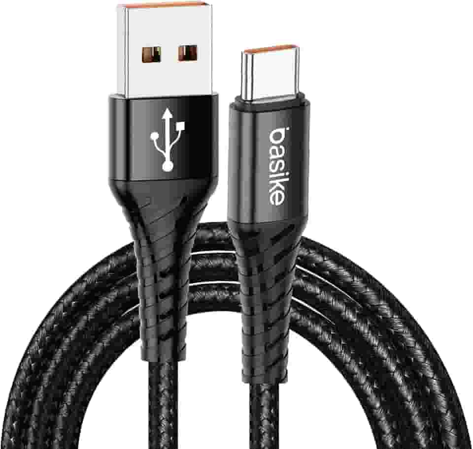 Basike Cabo USB-C (tipo C) para USB, 27W Carregamento Rápido, Nylon Trançado, 1MT (Preto)
