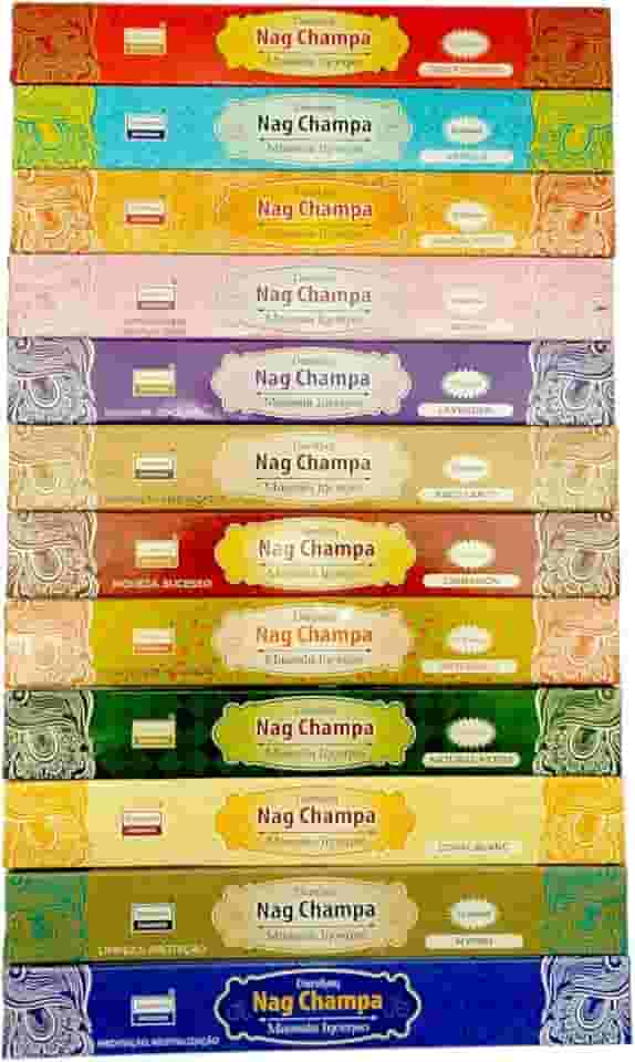 Kit Incenso Massala Darshan Nag Champa Series com 12 aromas