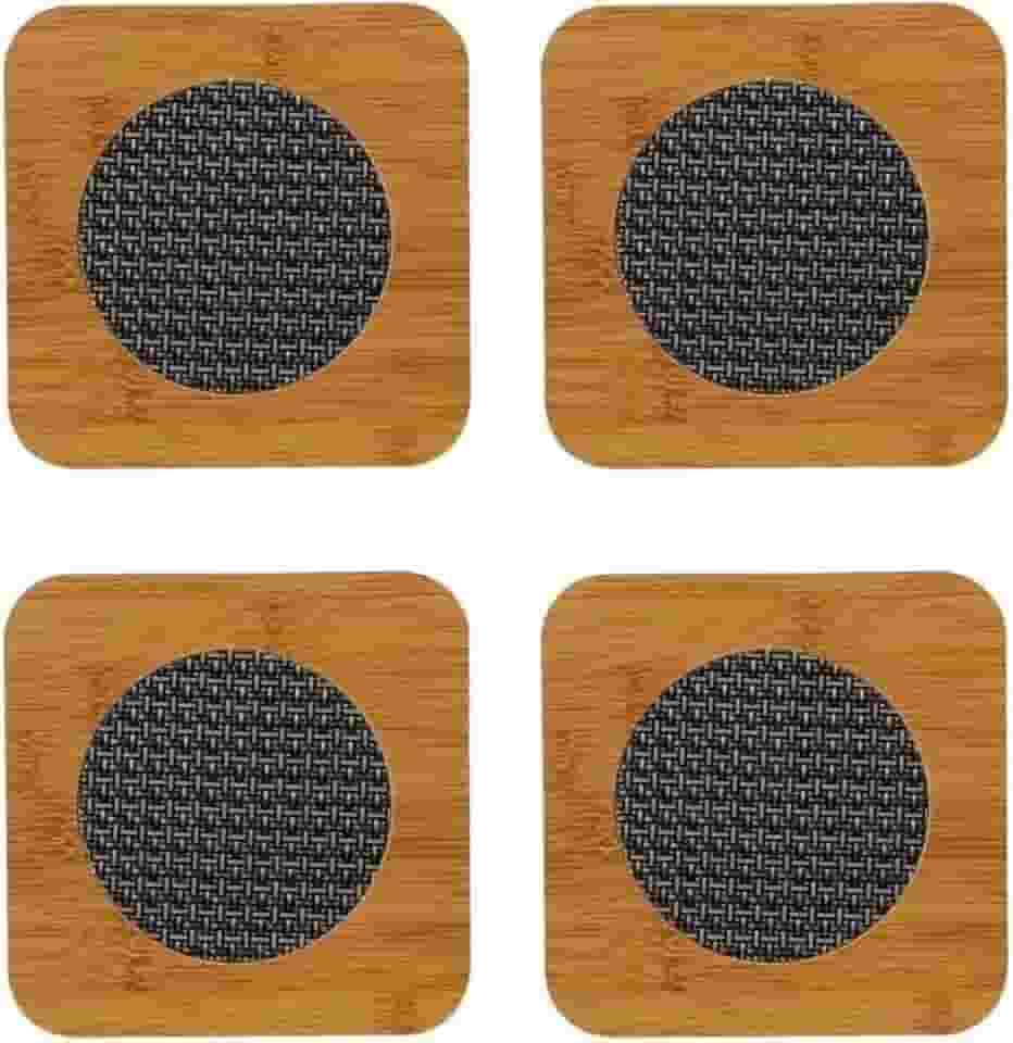 Kit 4 Peças Descanso de Panela em Bambu com Proteção Térmica Design Moderno Protege a Mesa de Panela e Travessa Quente Descanso de Bule de Chá e Chaleira 16,5 cm