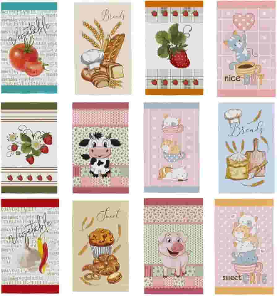 Kit Pano De Prato Copa Atoalhado Felpudo 40x65 Cozinha Com Bainha Colorido Para Presente Coleção Primore 100% Algodão - 7 ou 12 Unidades (Kit 7 Unidades)