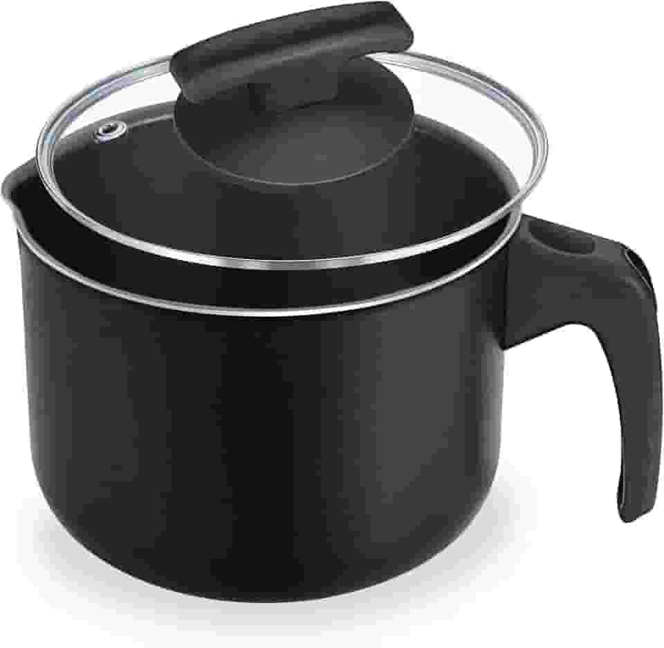 Leiteira 14 com Tampa Vidro Alumínio Fortaleza Preto