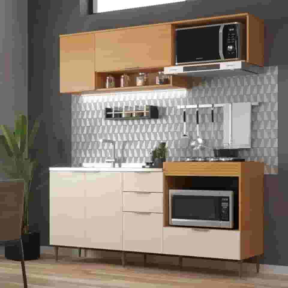 Cozinha Modulada 6 Portas e 2 Gavetas Alice Angelin Preiun/off white