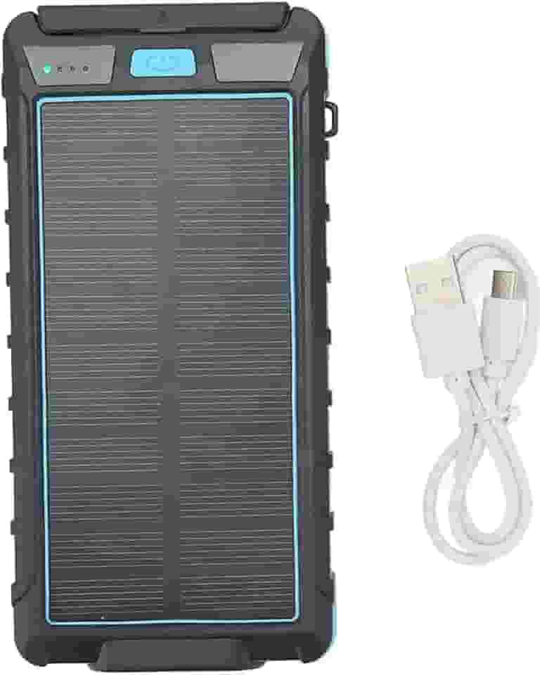 Asixxsix Carregador de painel solar, 20.000 mAh, duas portas de saída portátil, carregador de telefone solar, à prova d'água, carregador de energia solar com bússola e lanterna LED para acampamento, caminhadas, pesca e emergências