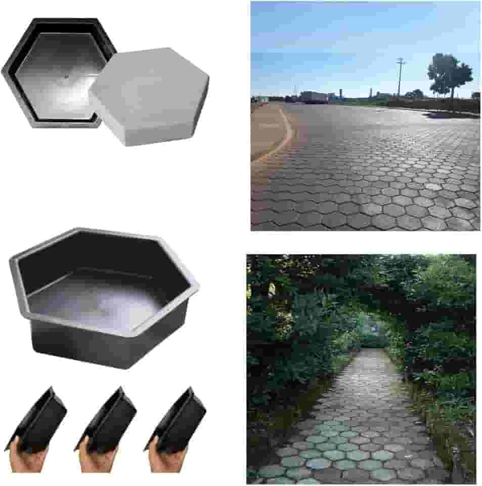 02 Forma Plástica Para Fazer Bloquete Sextavado 25x25x8 Molde Bloco De Concreto