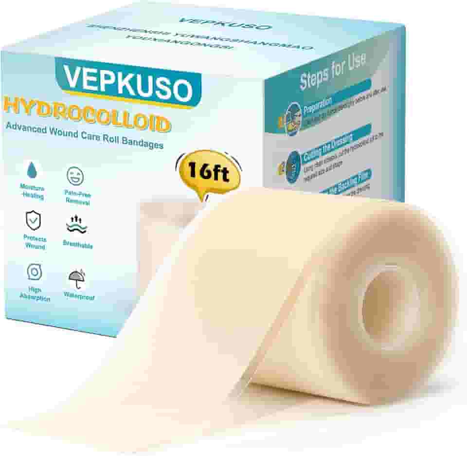 Rolo de bandagem hidrocolóide, 5,8 cm x 4,6 m | curativo e fita para bolhas | Hidrocolóide de grau médico para acne, bolhas, calcanhares, joelhos | Rolo de remendo de espinha cortado no