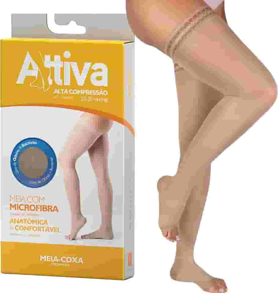 Meia de compressão Feminina 7/8 Meia Coxa Alta Compressão 20 - 30 Ponteira Aberta Sigvaris ATTIVA