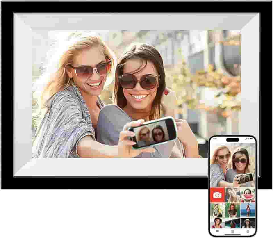 Porta Retrato Digital, Portaretrato Digital WiFi com Tela IPS HD Táctil de 10,1 Polegadas, Rotação Automática Inteligente, Compartilhamento de Imagens e Vídeos via Aplicativo, 16GB