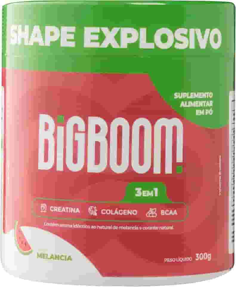 Creatina - BIGBOOM - 100% Pura 300G. A única 3 em 1 | Colágeno, BCAA + Creatina Monohidratada - para mulheres, crescimento de glúteos, crescimento muscular, aumento de energia, auxílio cognitivo e Colágeno.