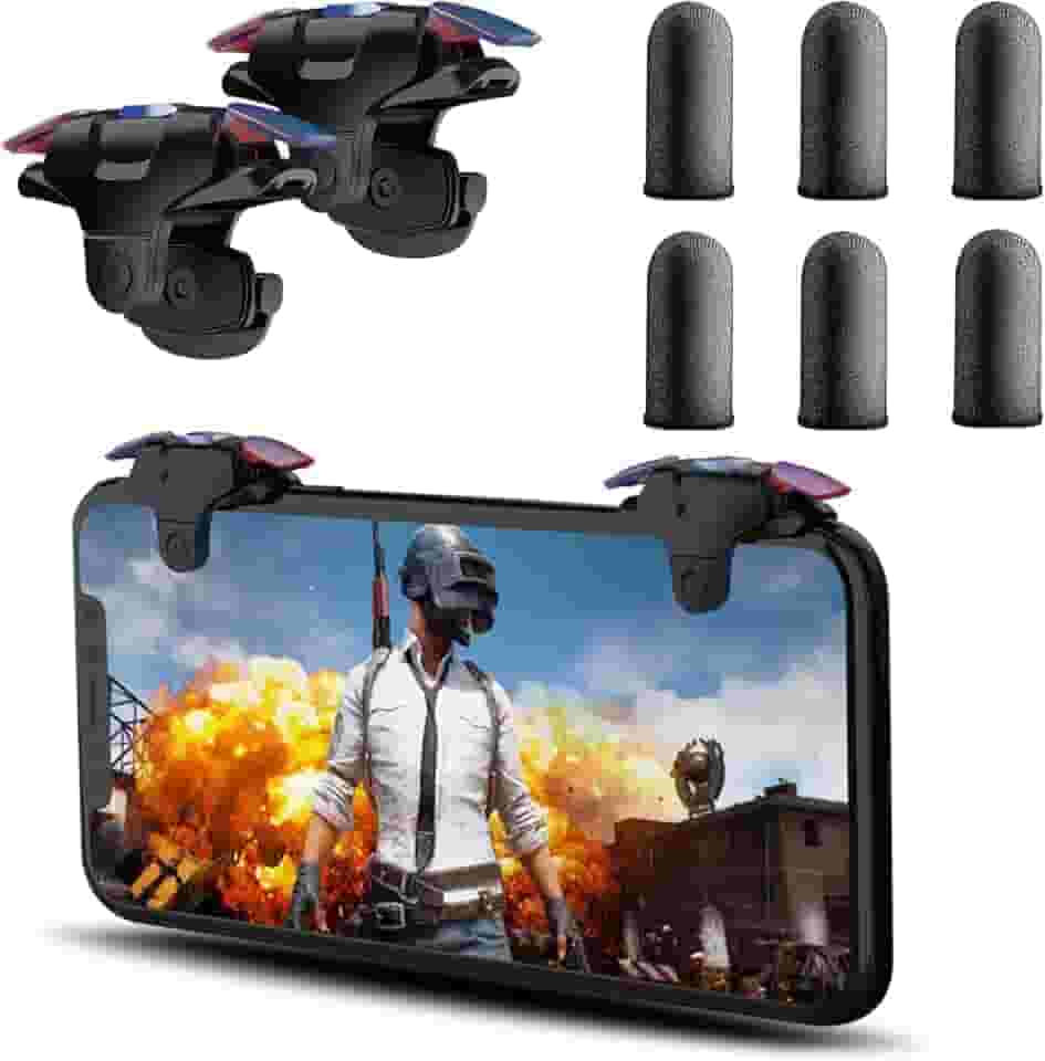 GOFOYO CK3 Mobile Triggers,Mobile Game Controller, Game Trigger for PUBG/Free Fire/Call of Duty,Shooter Sensitive Controller Joysticks Trigger for iPhone&Android Phone (CK3 with 3 pair Finger Sleeves)