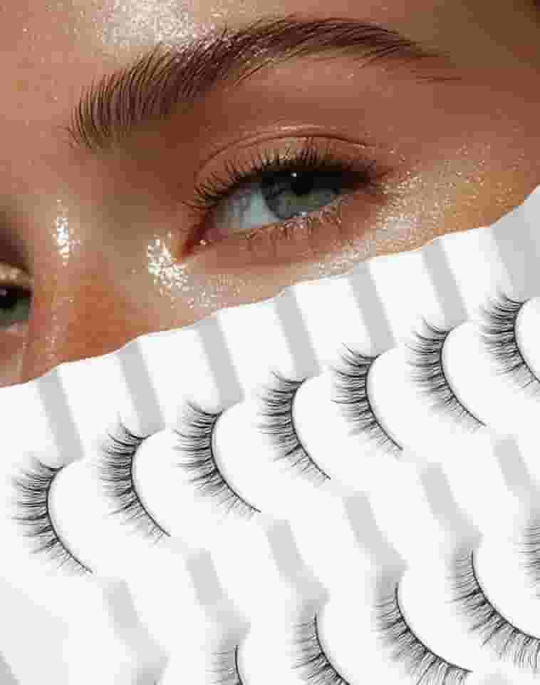 Cílios curtos de olho de gato cílios postiços naturais Demi Wispies cílios pequenos cílios de aparência natural pacote 7 pares D50