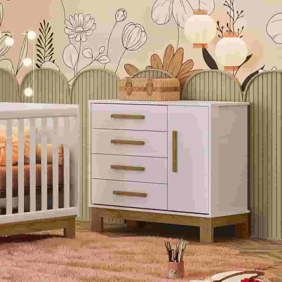 Cômoda Sapateira Infantil Qencanto Slim 4355 Qmovi Branco Acetinado