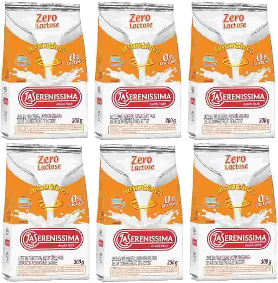 Combo 6 Un Leite em pó Zero Lactose integral instantâneo La Sereníssima 300g