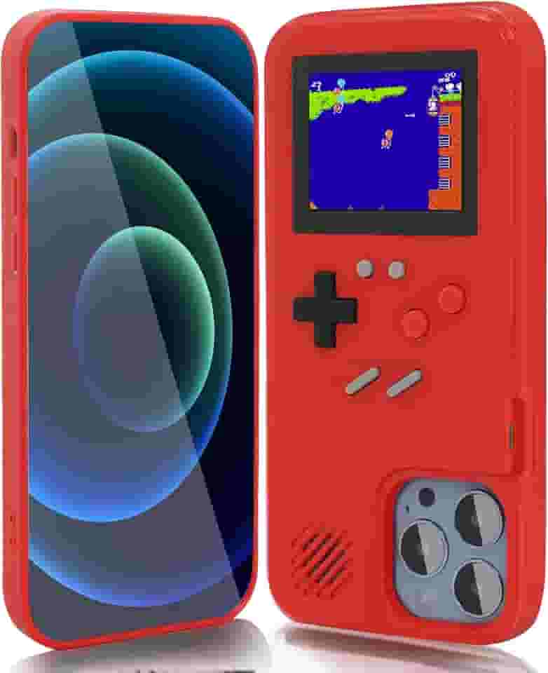 WeLohas Capa Gameboy apenas para iPhone 16, jogos clássicos retrô 168 portátil, exibição de vídeo colorida para iPhone, capa de telefone antiarranhões à prova de choque para iPhone vermelha