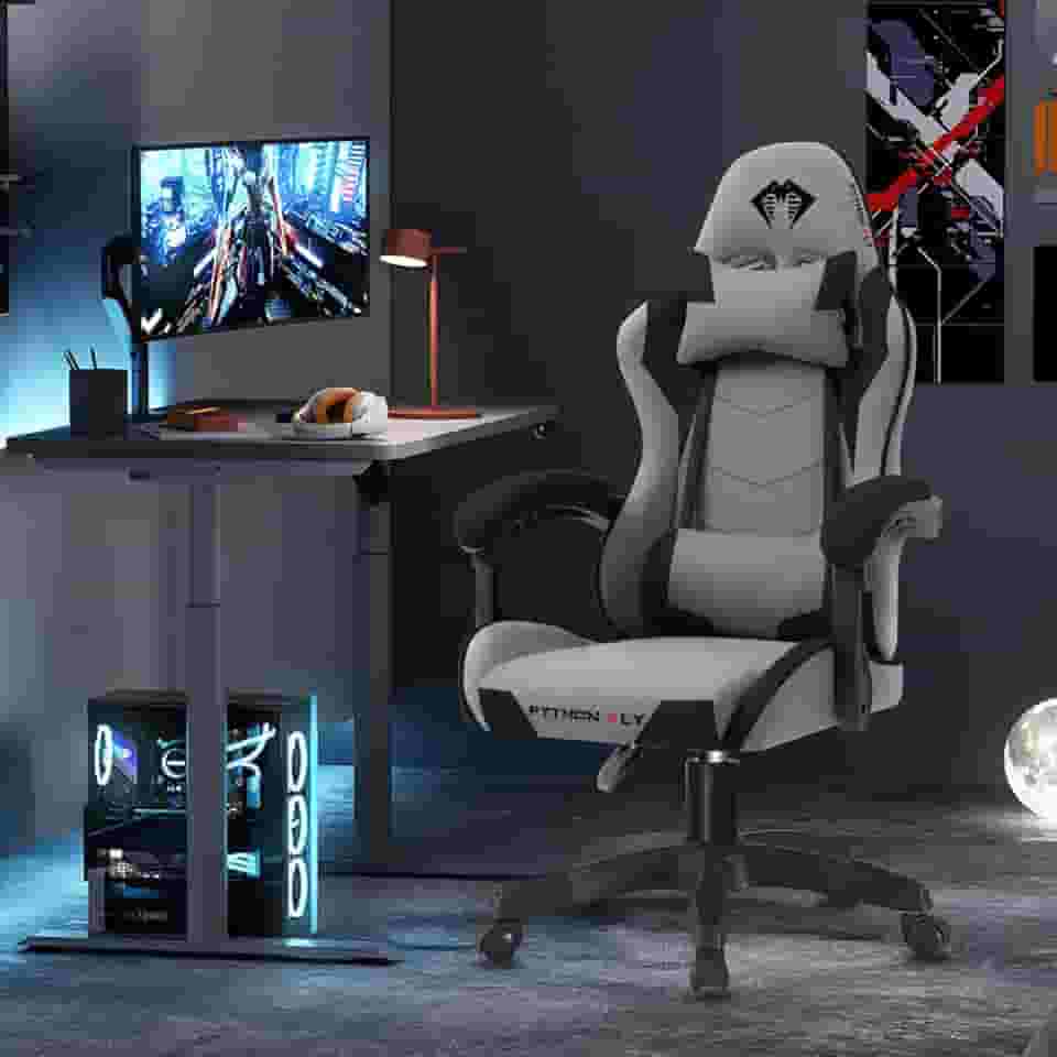 Cadeira Gamer Python Fly em tecido, respirável e ecológica, ângulo ajustável (Cinza Escuro)