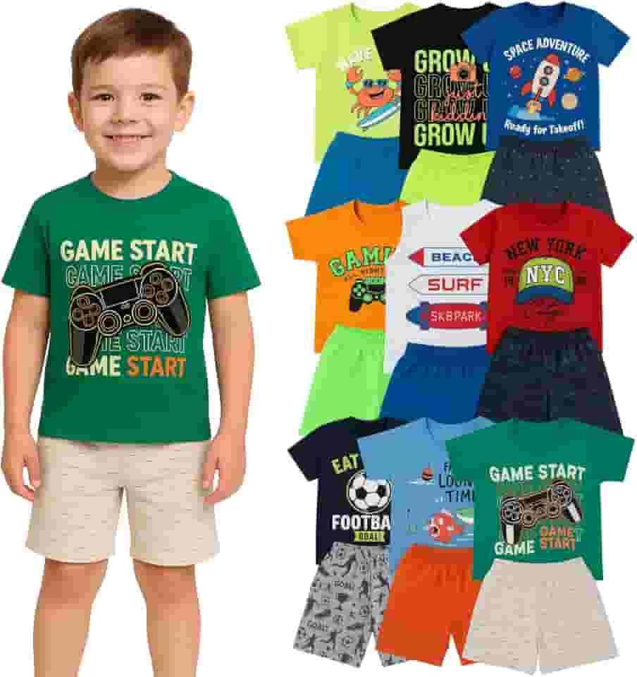 Kit 3 Conjunto Verão Infantil Para Meninos Masculino Crianças (1 a 8 Anos)
