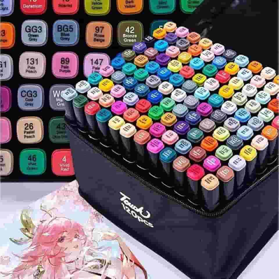 Canetas para Pintar Bobbie Goods, Caneta Touch, para Livro de Colorir, Marcador - Canetinhas Ponta Dupla, Secagem Rápida, Base de Álcool, Não Tóxicas - Criativo Antiestresse - PREMIUM (120)