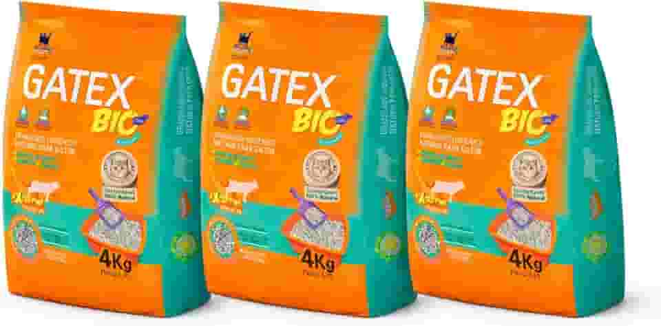 Granulado Higiênico Natural para Gatos, 100% Natural, Sustentável, Biodegradável, 4kg kit 3