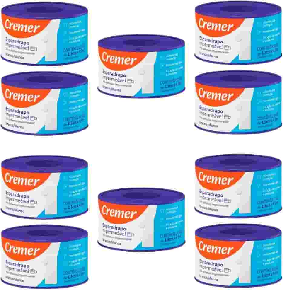 Esparadrapo Branco 2,5cm x 4,5m | Kit com 10 Unidades