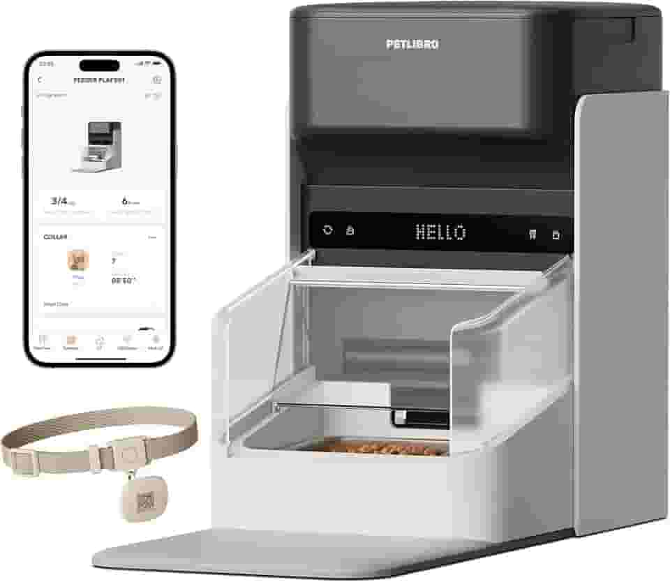 PETLIBRO Alimentador automático RFID para gatos, refeições pessoais ativadas por etiqueta de coleira, dispensador de comida para vários gatos Wi-Fi 5G para animais de estimação com diferentes dietas