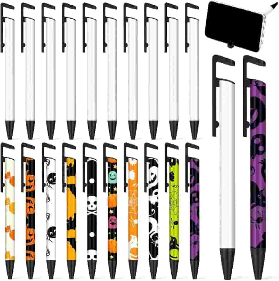 Yexiya Canetas de sublimação caneta de transferência de calor em branco esferográfica de sublimação com envoltório retrátil alumínio branco material escolar personalizado para Natal, bricolage,