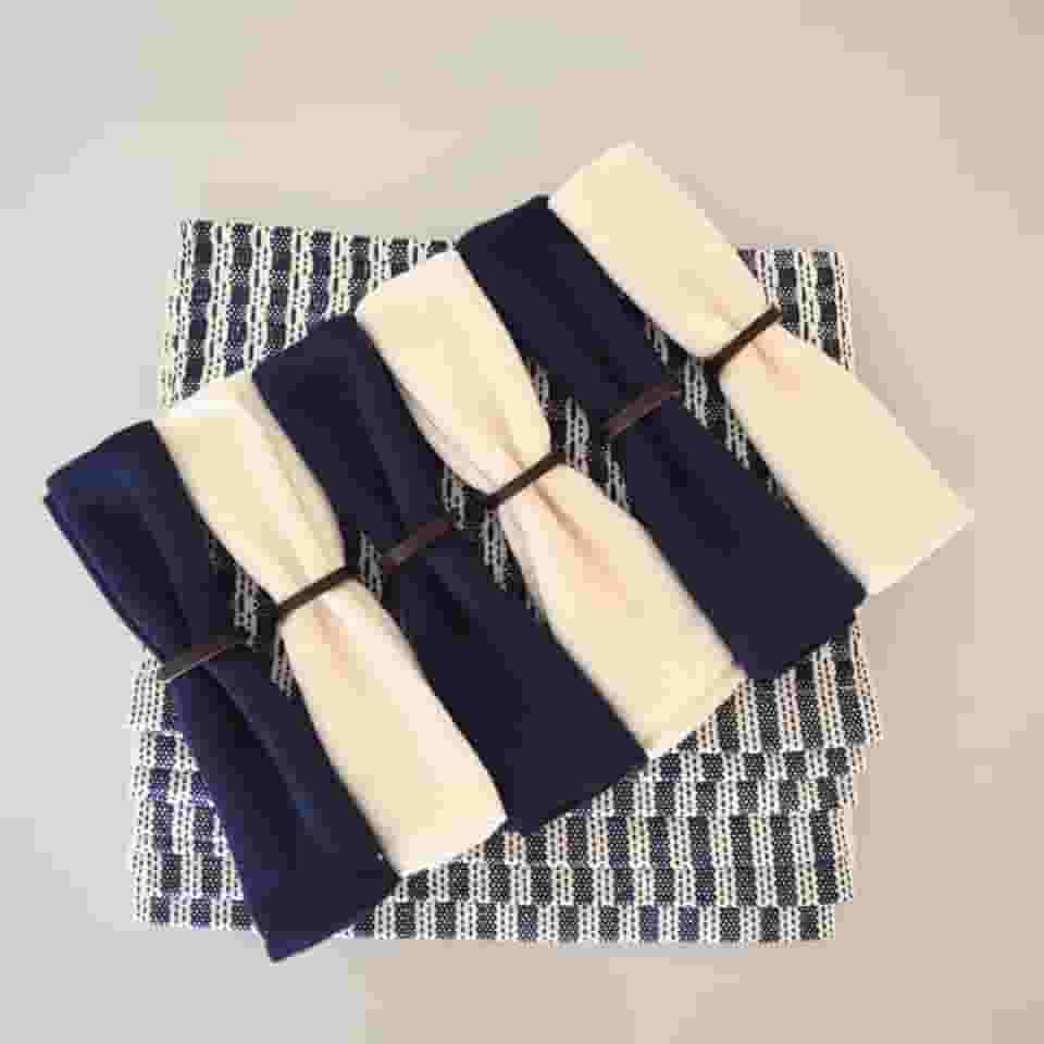 Kit Jogo Americano Diversas Cores Tear Mineiro De Luxo 6 Lugares 100% Algodão (Azul Marinho)