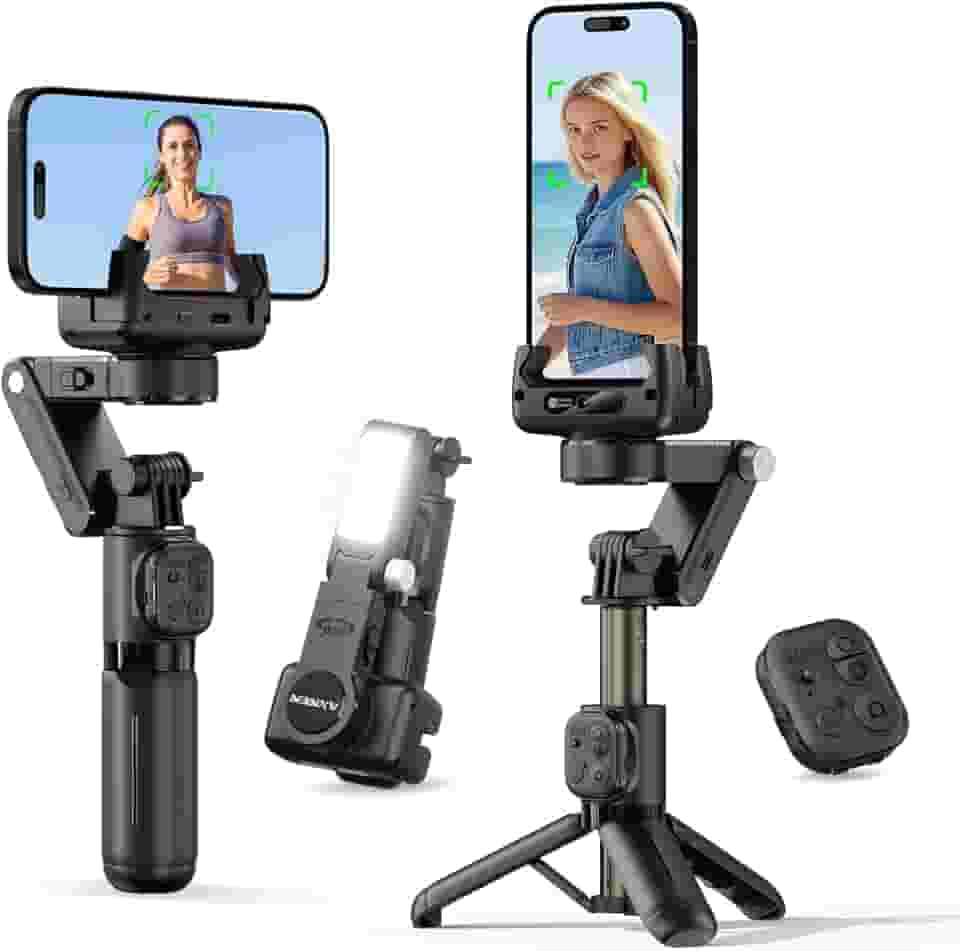 Estabilizador de celular, Gimbal de selfie de 2 eixos com rastreamento de IA para celular com rotação de 360° para Android e iPhone, ideal para vlogs, YouTube, gravação do TikTok, com aplicativo