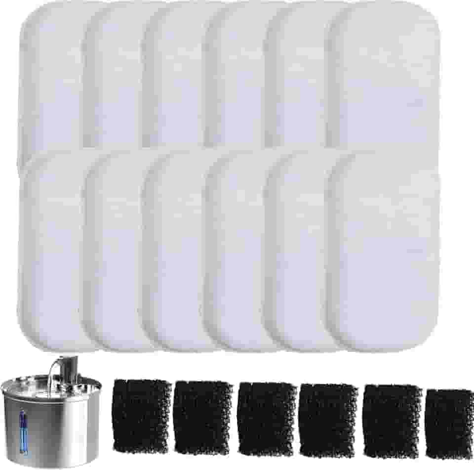 Filtros de reposição para bebedouros de cães e gatos, alimentadores de aço inoxidável para bebedouros de animais de estimação Filtro de carvão ativado substituído (12)