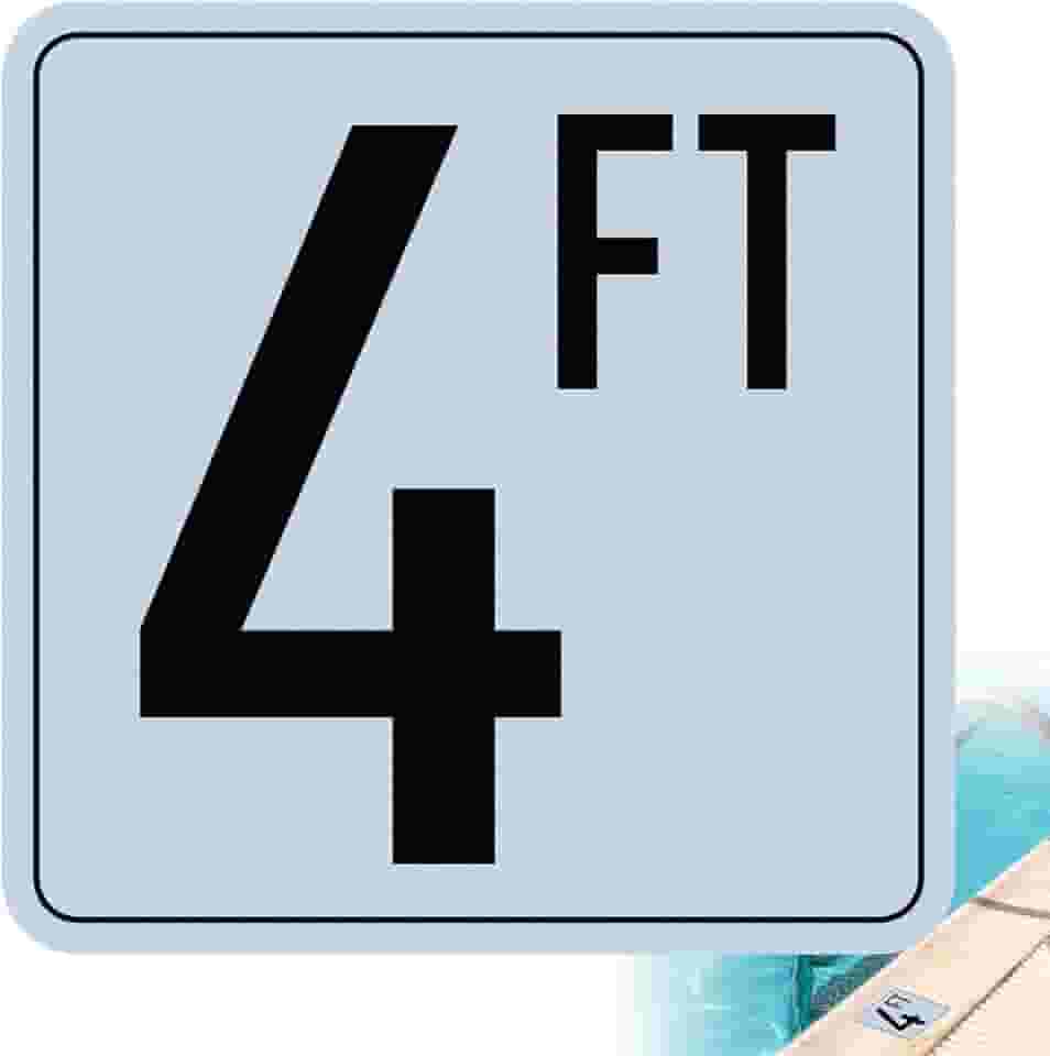 Marcadores de profundidade de piscina de 1,5 m, adesivos de vinil de 15 x 15 cm, sinalização número de piscina à prova d'água, decalques adesivos de segurança para decks de piscina (1 pacote)