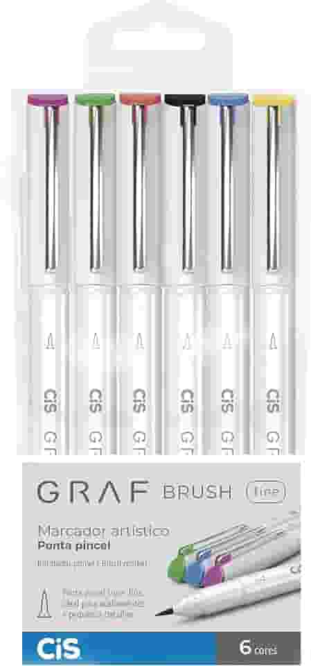 Marcador Artístico Ponta Pincel, CiS, Graf Brush Fine, 59.9500, 6 Cores