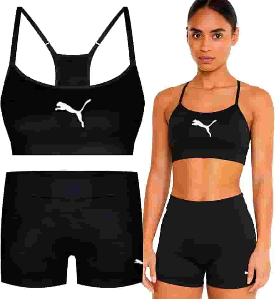 Conjunto Fitness Sem Costura Puma Top Com Bojo e Short Anatômico Academia Feminino Adulto
