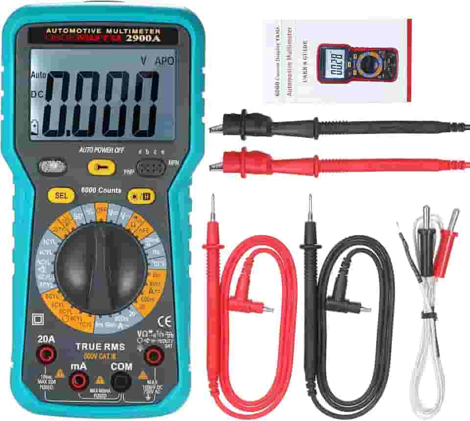 Multímetro automotivo digital LCD de 6000 contagens True RMS testador universal com lanterna