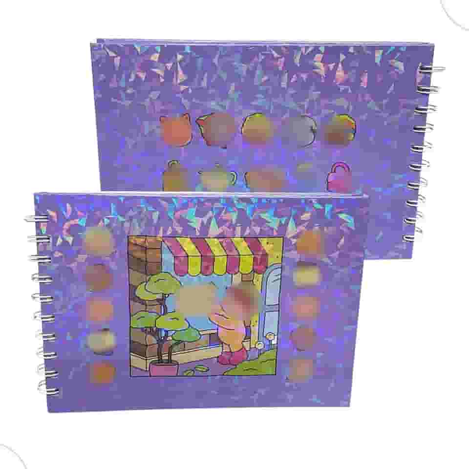 Livro de Colorir com 48 Folhas Papel Grosso Capa Dura Brilhante Holográfica vem com folha protetora de acetato (Roxo)