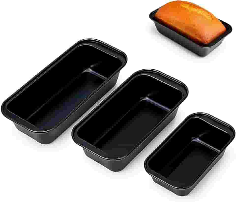 Kit 3 Formas Antiaderentes para Assar Pão, Forma de Pao, Forma para Pao, Ideal para Pães e Bolo, Fácil de Desenformar e Limpar (Preto)