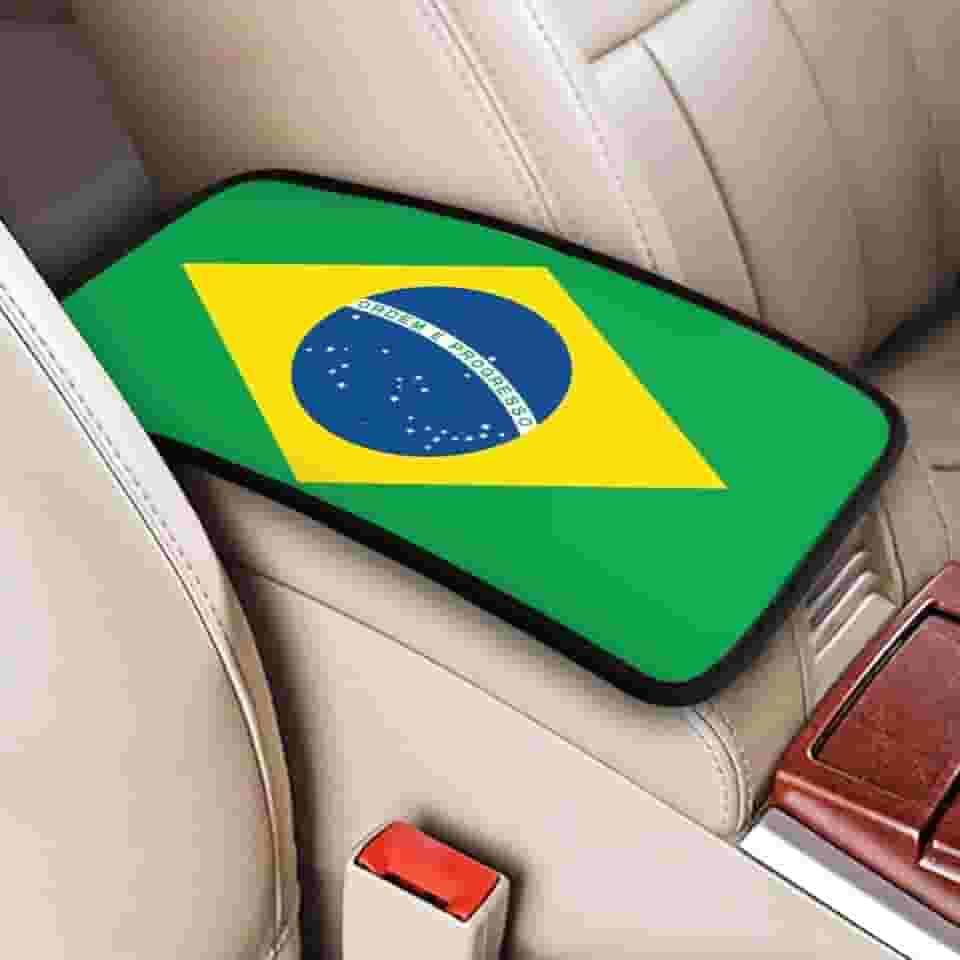 Capa universal para console central de carro com bandeira do Brasil, almofada de apoio de braço, capa de assento para Sedan, Van, SUV, caminhão, acessórios para carros