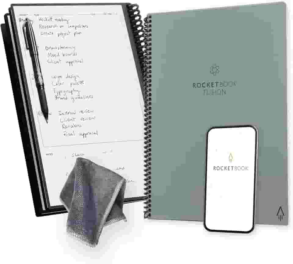 Caderno reutilizável Rocketbook Fusion, 21,6 x 27,9 cm, Deep Space Gray