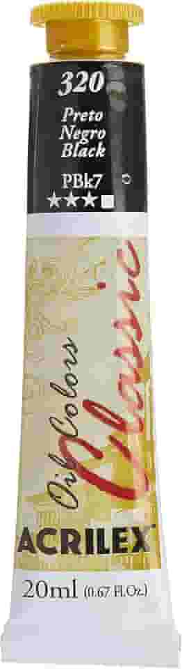 Tinta a Óleo Para Telas, Acrilex, Preto, 20 ml