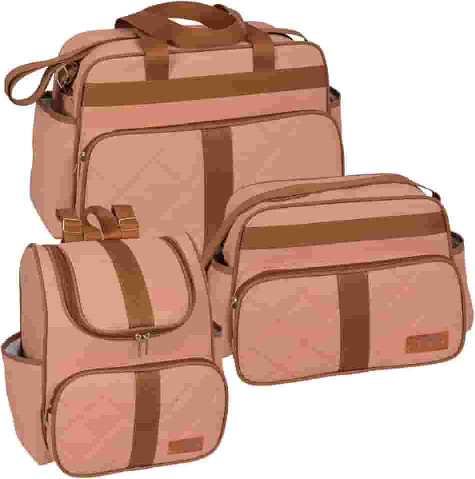 Kit 03 Peças Bolsa Frasqueira Mochila Maternidade Bebê Menino Menina Impermeável