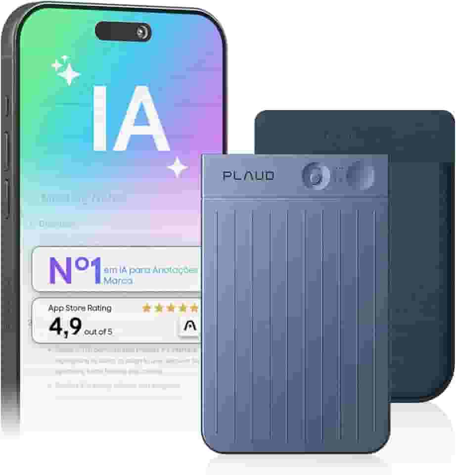 Gravador de voz com IA, gravador de áudio Plaud Note c/capa, controle de aplicativo, transcrição e resumo com tecnologia de IA, suporte a 112 idiomas, 64GB, para aulas, reuniões, chamadas