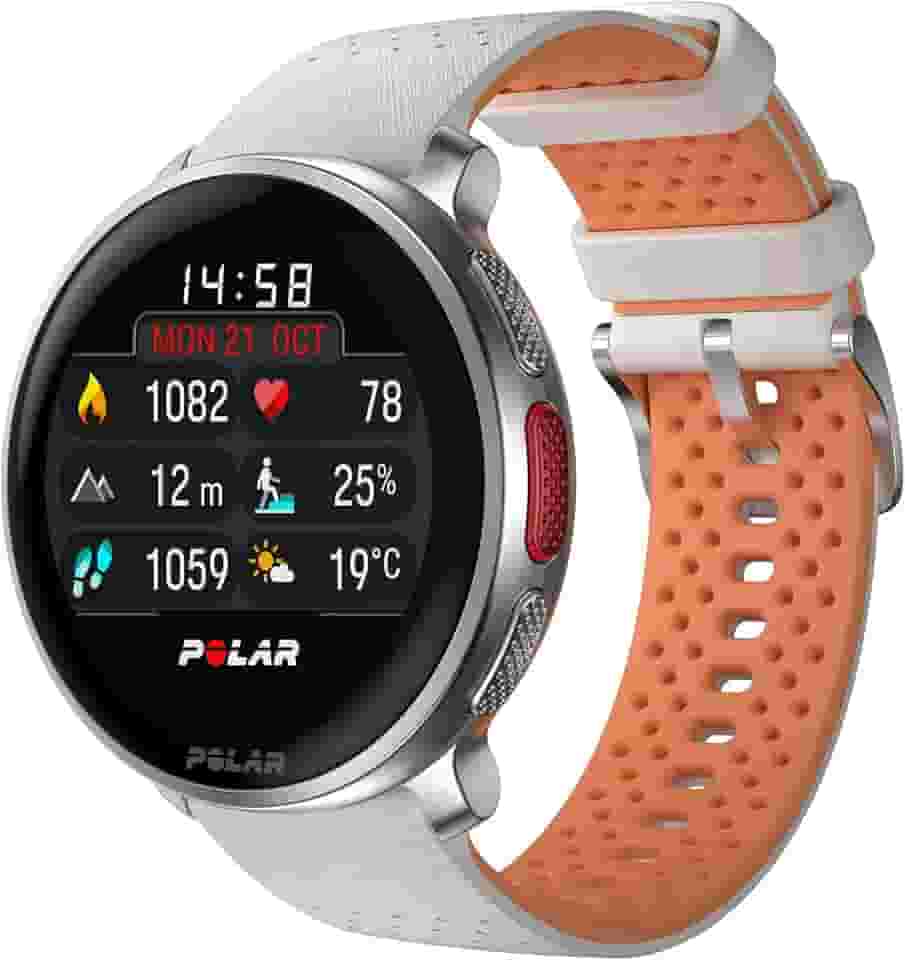 Polar Vantage V3 Branco e Laranja - Relógio esportivo com GPS, monitor de frequência cardíaca avançado e bateria duradoura, Smartwatch, mapas offline, relógio de corrida, relógio para triatlo