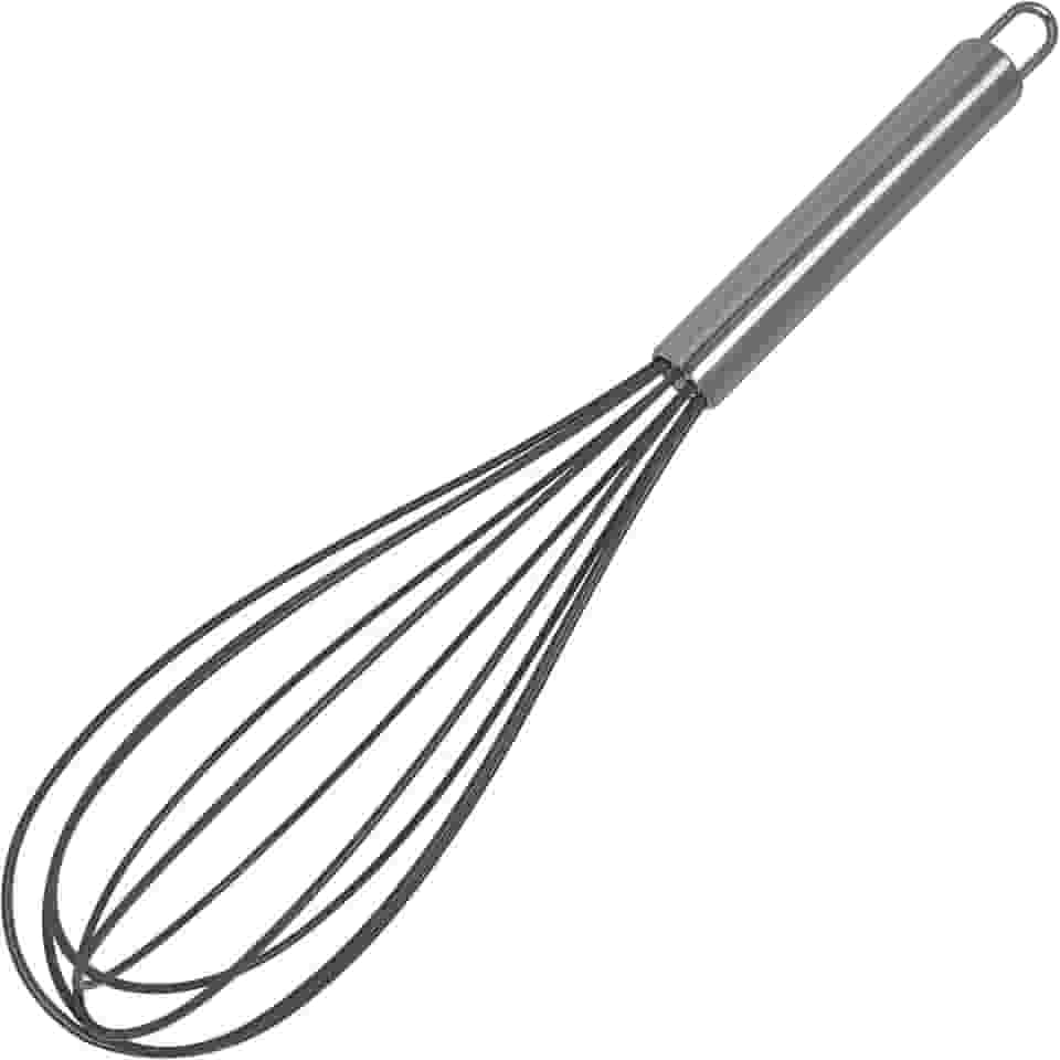 Batedor Ovos Longo Silicone Cabo Inox, Prata, Asa do Brasil