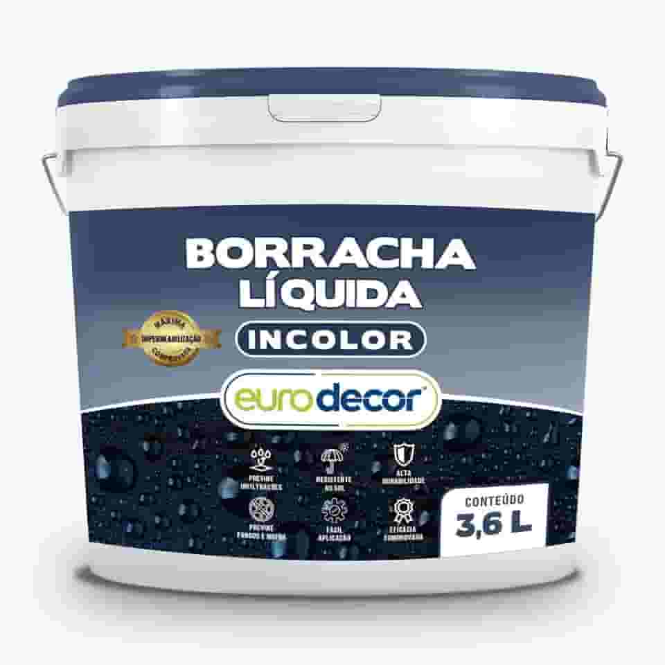 Borracha Líquida Incolor Euro Decor 3.6 Litros Impermeabiliza Telhados e Calhas