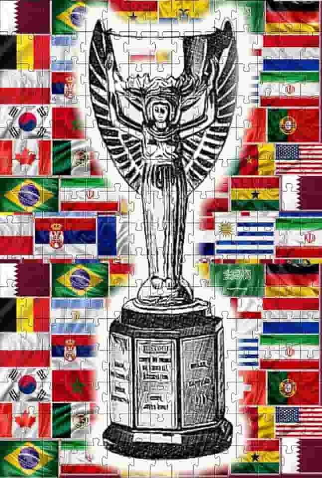 Jogo 3 Quebra-cabeças Futebol Taça da Copa do Mundo 90 peças