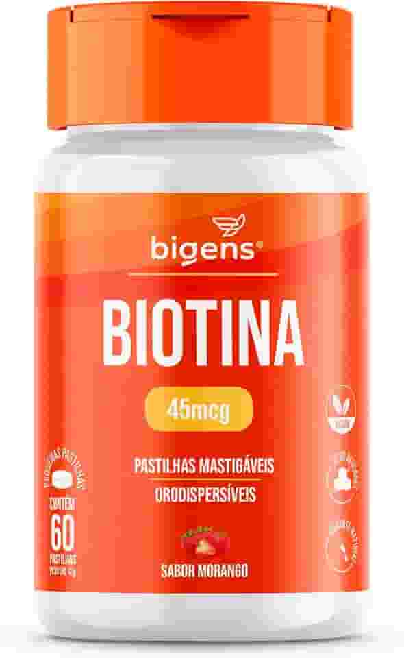 Biotina, Pastilhas mastigáveis, Sabor Morango, 60 pastilhas, Bigens (Unidade)