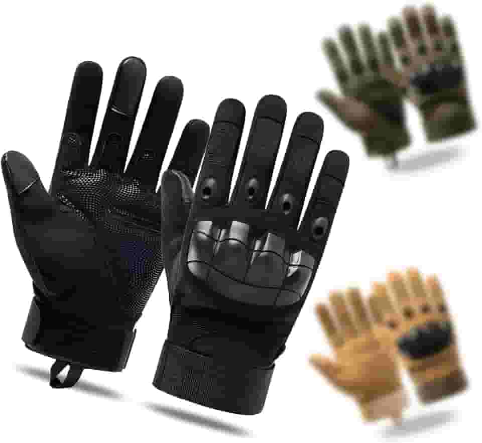 Luva Tática Airsoft, Paintball, Segurança, Policial, Militar, Motoqueiro, Ciclismo, Pesca, Direção, Proteção das Mãos, Antiderrapante, Unissex Ajustável, Uso Diário com Touchscreen
