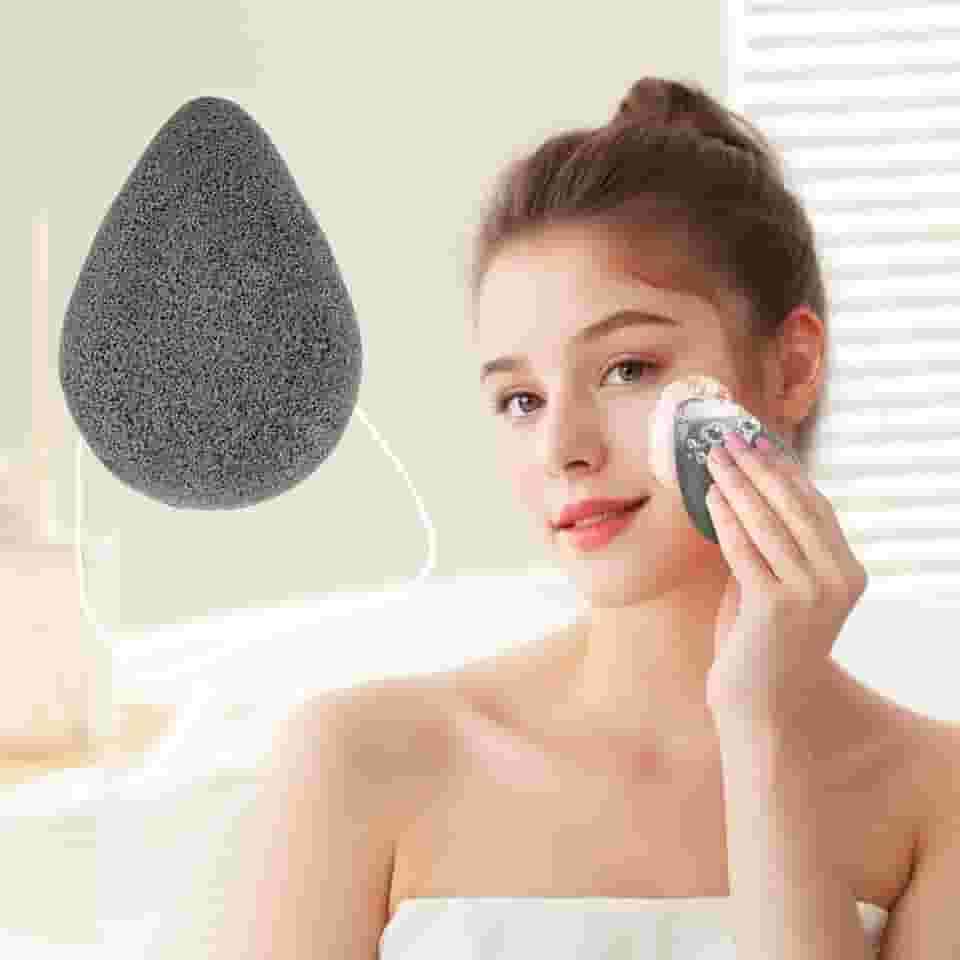 Esponja para lavar o rosto, esponja de limpeza facial, esponjas removedoras de maquiagem, limpeza e esfoliação, macia e confortável, adequada para maquiagem e limpeza (preto)